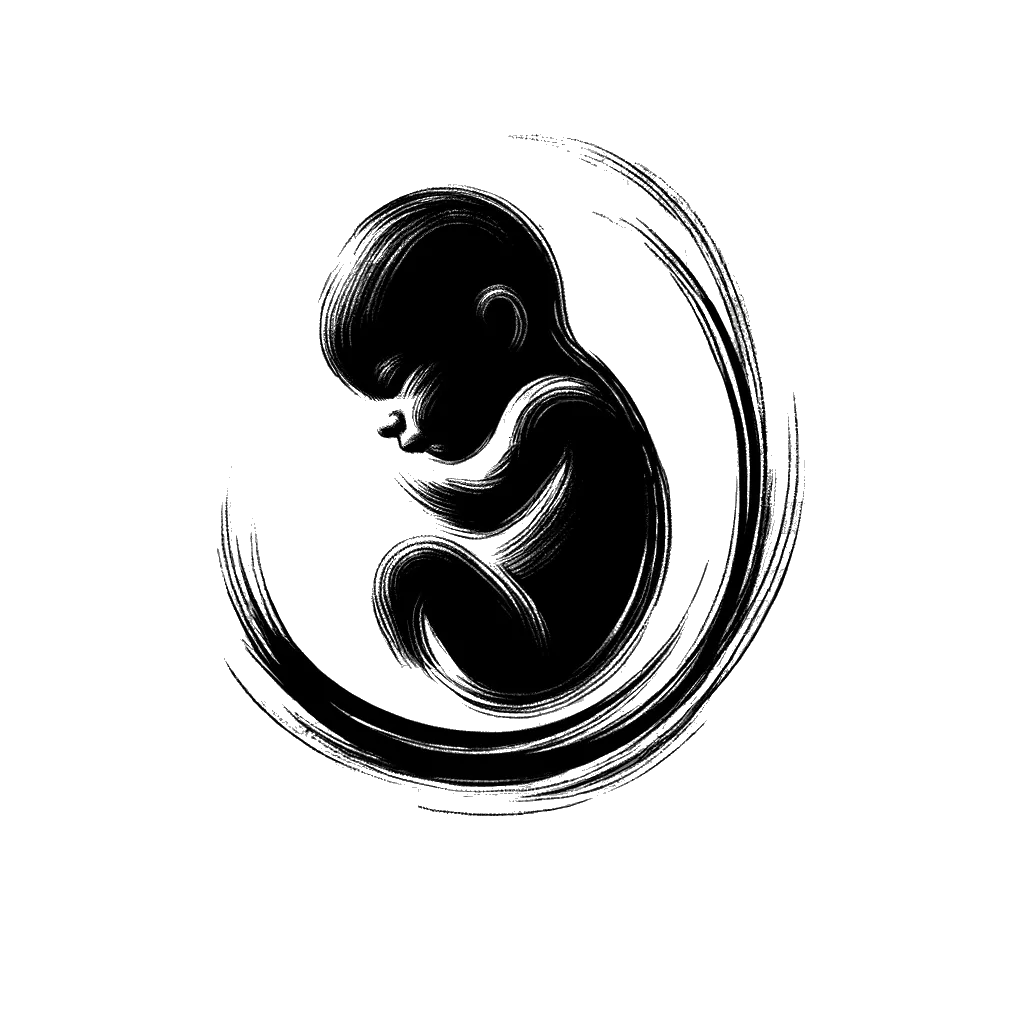 un dibujo de un recién nacido representando el tema de Vida en blanco y negro.