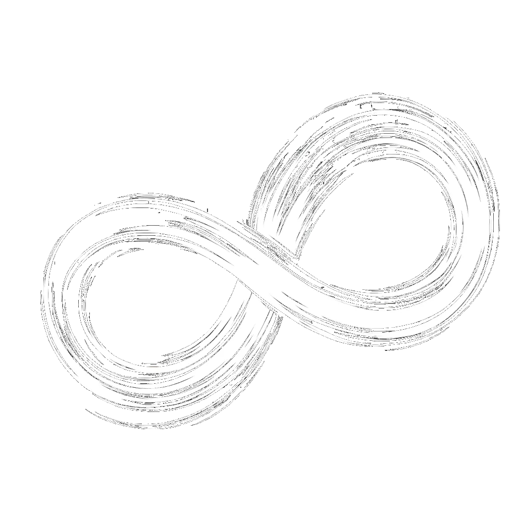 un dibujo de un símbolo de infinito representando el tema de Vida Eterna en blanco y negro.
