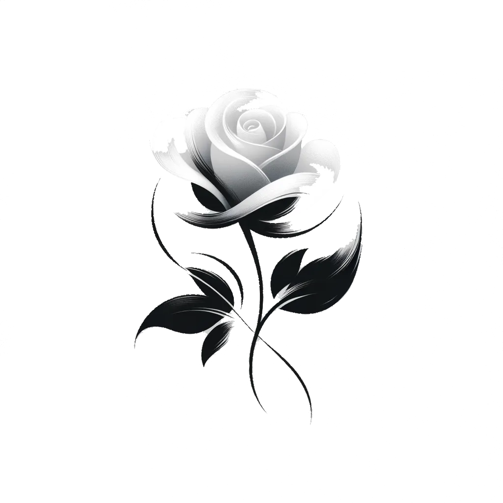 un dibujo de una rosa abriéndose representando el tema de Virginidad en blanco y negro.